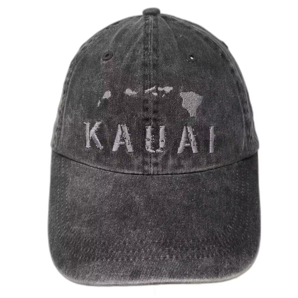 Sansegal Baseball Cap Hat Gray Black OS Kauai Hawaii Embroidered Slideback